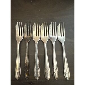 Vintage MS LTD EPNS Sheffield England Set of 6 Silverplate Dessert Forks
